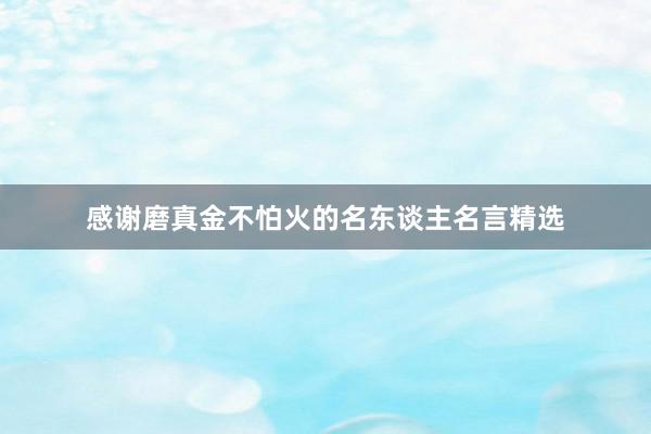 感谢磨真金不怕火的名东谈主名言精选